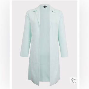 TORRID Faux Suede Longline Open-front Coat Mint Green Size 0